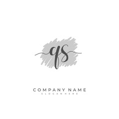Fototapeta na wymiar Handwritten initial letter Q S QS for identity and logo. Vector logo template with handwriting and signature style.
