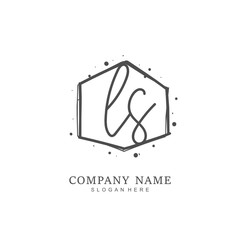 Handwritten initial letter L S LS for identity and logo. Vector logo template with handwriting and signature style.