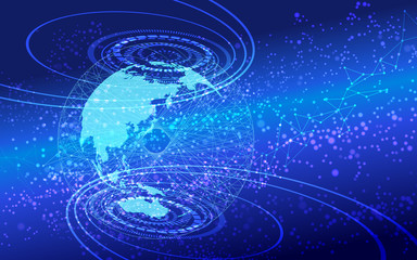 青色のデジタルサイバーネットワーク空間イメージ