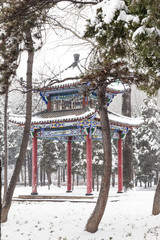 A pavilion in the snow