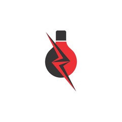 Lamp with  lightning storm logo design vector