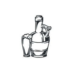 Whiskey bottle and glasses vector