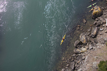 Yellow Kayak From Above