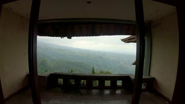 The abandoned and mysterious hotel in Bedugul. Indonesia, Bali Island. Bali Travel Concept