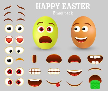 Vector Easter egg emoji maker, emoticon creator