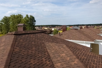 Bituminous tile for a roof. House with a roof from a bituminous