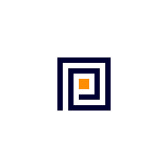 letter P in box logo design