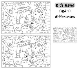 Find 10 differences. Funny cartoon game for kids, with solution. Vector illustration with separate layers.