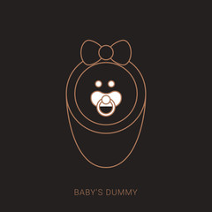 Baby's dummy icon. Baby's dummy logo illustration for mobile concept and web design. Brown and white color with outline concept.