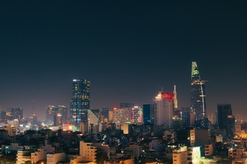 Fototapeta na wymiar Skyline of Saigon (Ho Chi Minh City) at night.