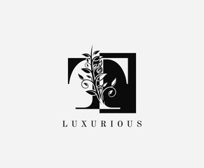 T Letter Luxury Vintage Logo. Minimalist Z With Classy Leaves Shape design perfect for fashion, Jewelry, Beauty Salon, Cosmetics, Spa, Hotel and Restaurant Logo. 