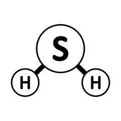 Hydrogen sulphide molecule icon.