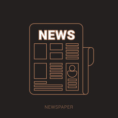 Newspaper icon vector sign isolated on white background. Brown and white color with outline concept.
