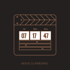 Movie Clapper board icon vector illustration. Brown and white color with outline concept.
