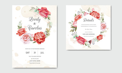 Obraz premium Beautiful floral wreath wedding invitation card template