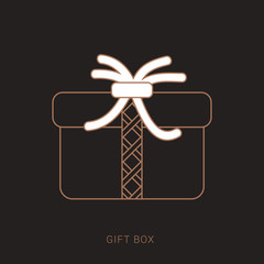 Gift box with ribbon icon, Gift card icon vector. Brown and white color with outline concept.