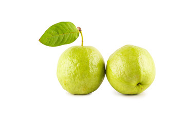 psidium guajava and guava leaf on white background fruit agriculture food isolated