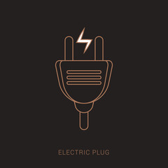 Electric plug icon. Vector illustration. Brown and white color with outline concept.