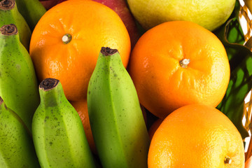Fresh fruits.Assorted fruits colorful ( banana and orange )on  background fruit health food