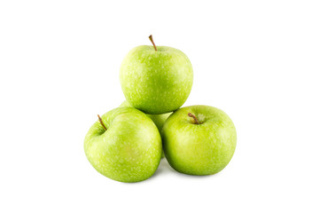 group of ripe green apple on white background fruit agriculture food isolated