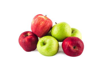 green apple and red apple ( malus domestica ) on white background fruit agriculture food isolated