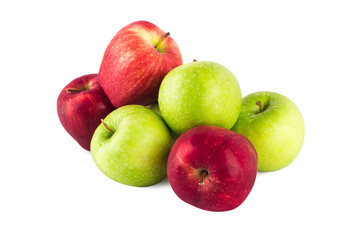 fresh green apple and  ripe red apple on white background fruit agriculture food isolated