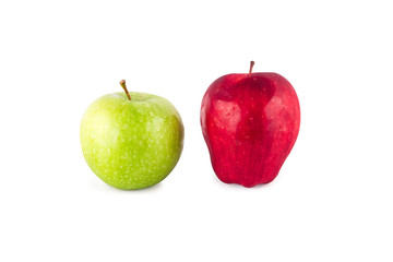 green apple and red apple is high in vitamin  on white background fruit agriculture food isolated