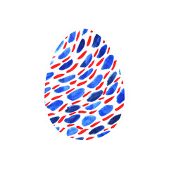 Abstract multi color textured Easter egg isolated on white background. Hand drawn pattern of circles, rounds, dots and lines