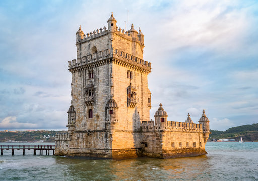 Belem Tower In Lisbon At Sunset