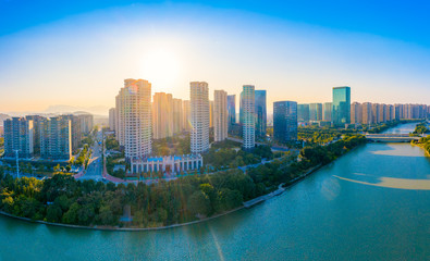 Fototapeta premium City Scenery of both sides of Minjiang River, Fuzhou City, Fujian Province, China