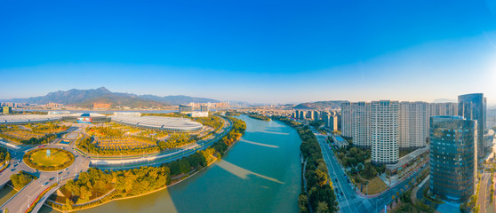 City Scenery of both sides of Minjiang River, Fuzhou City, Fujian Province, China