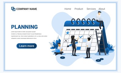 Planning Schedule concept with characters. work planning, work in progress. Can use for web banner, landing page, infographics. Flat vector ilustration