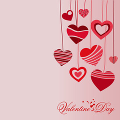 Vector valentines day card with hearts.
