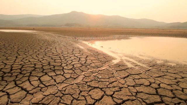 Climate crisis, Drought impact rivers and lake at asia drying no rain fall on season effect of world climate change.