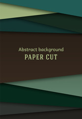 Abstract geometric background in paper cut style. Straight lines. Design for brochures, posters, flyers, advertising. Place for text. Vector.