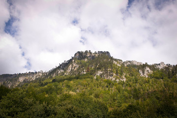 Mountains against the blue sky . Mountains in Montenegro. Selective focus.