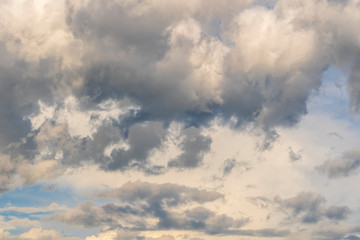 White clouds on a blue sky background
