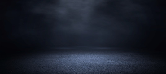 Dark room with light and smoke background. - obrazy, fototapety, plakaty