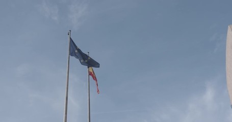 Spanish and European Union Flag  - Powered by Adobe