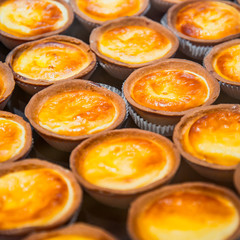 Egg tart and Portugese custard tart,Food concept background.