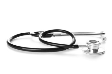 Fototapeta premium Modern stethoscope on white background