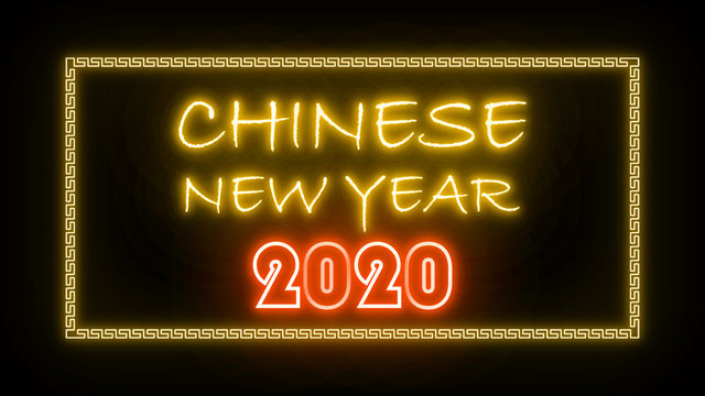 Happy Chinese new year neon letter on the black color for promotion sale and for clearance sale and for promote sale season.