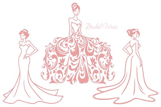 Bridal Wedding Sexy Dress Boutique Logo Design Set Vector Premium Collection