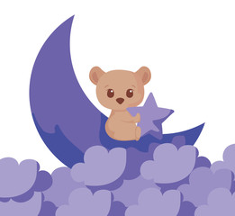 Obraz na płótnie Canvas Cute bear cartoon and moon vector design