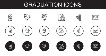 graduation icons set