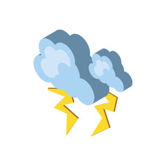 Isolated isometric cloud with thunders vector design
