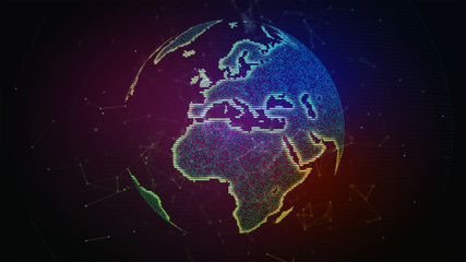 World map point concept. Around Earth globe global network connection. 3d illustration.