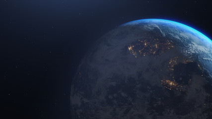 Terre et galaxie. Éléments de cette image fournis par la NASA. Illustration 3D.