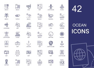 ocean icons set