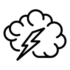 Bolt brain icon. Outline bolt brain vector icon for web design isolated on white background